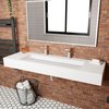 Castello Usa Pyramid 72” Solid Surface Wall-Mounted Bathroom Sink in White CB-GM-2053-72